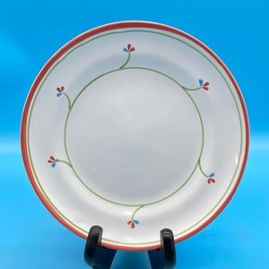 Noemi Ceramiche Small Flowers Red Stripe 8” Bread Plate Made in Italy